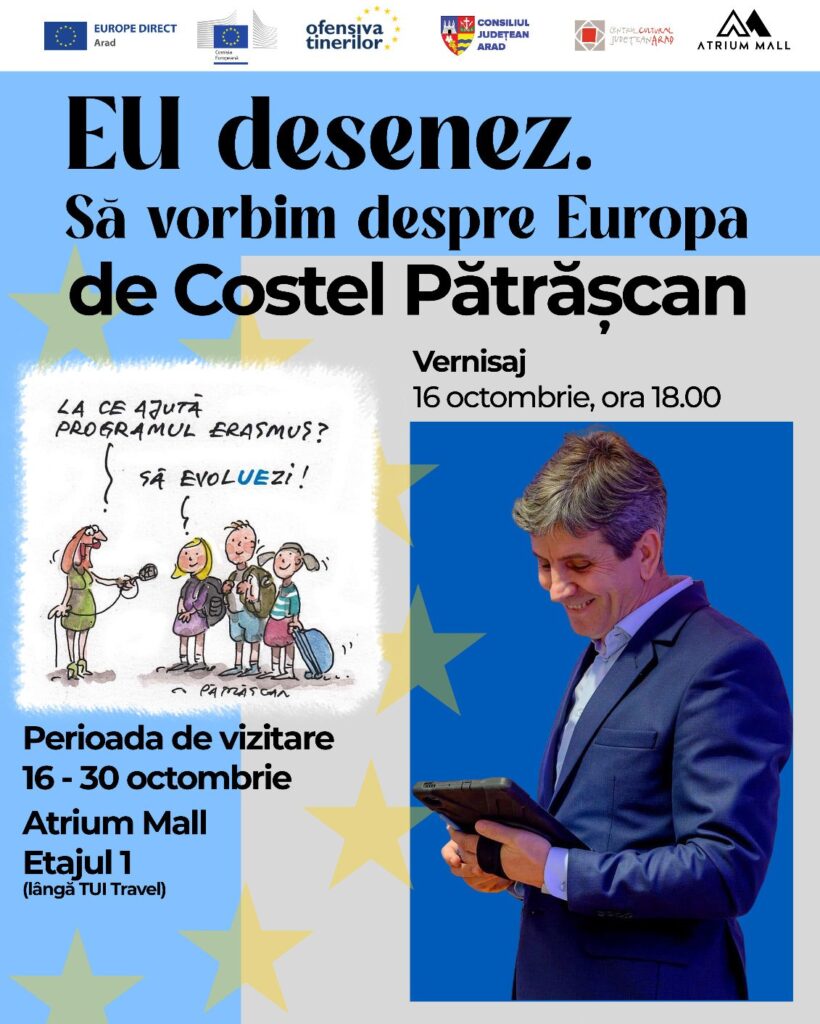 Costel Pătrășcan vine la Arad cu expoziția EU DESENEZ. SĂ VORBIM DESPRE EUROPA